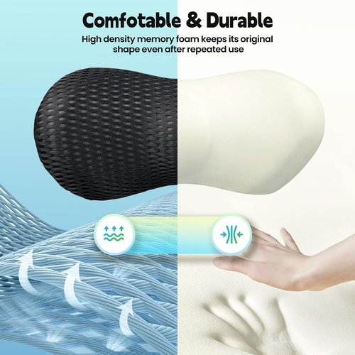AgoKud Lumbar Pillow,Lumbar Support Pillow for Car and Office Chair,Memory Foam Back Support Pillow for Lower Back Pain Relief,Adjustable Back Pillow for Bed,Rest,Sleeping,Travel
