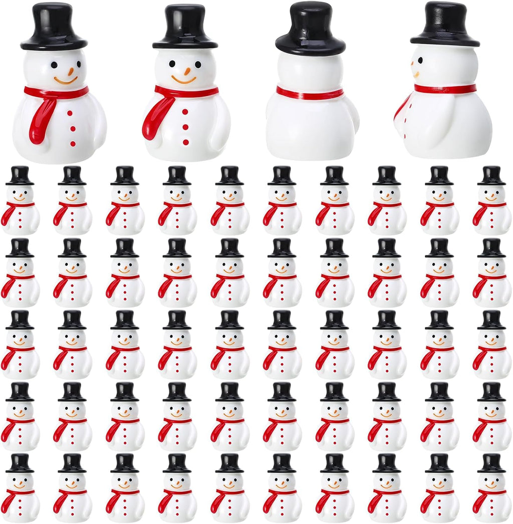Skiennix Winter Mini Resin Snowman Figurines - 50 Pcs Black Hat Cake Decorations | DIY Crafts