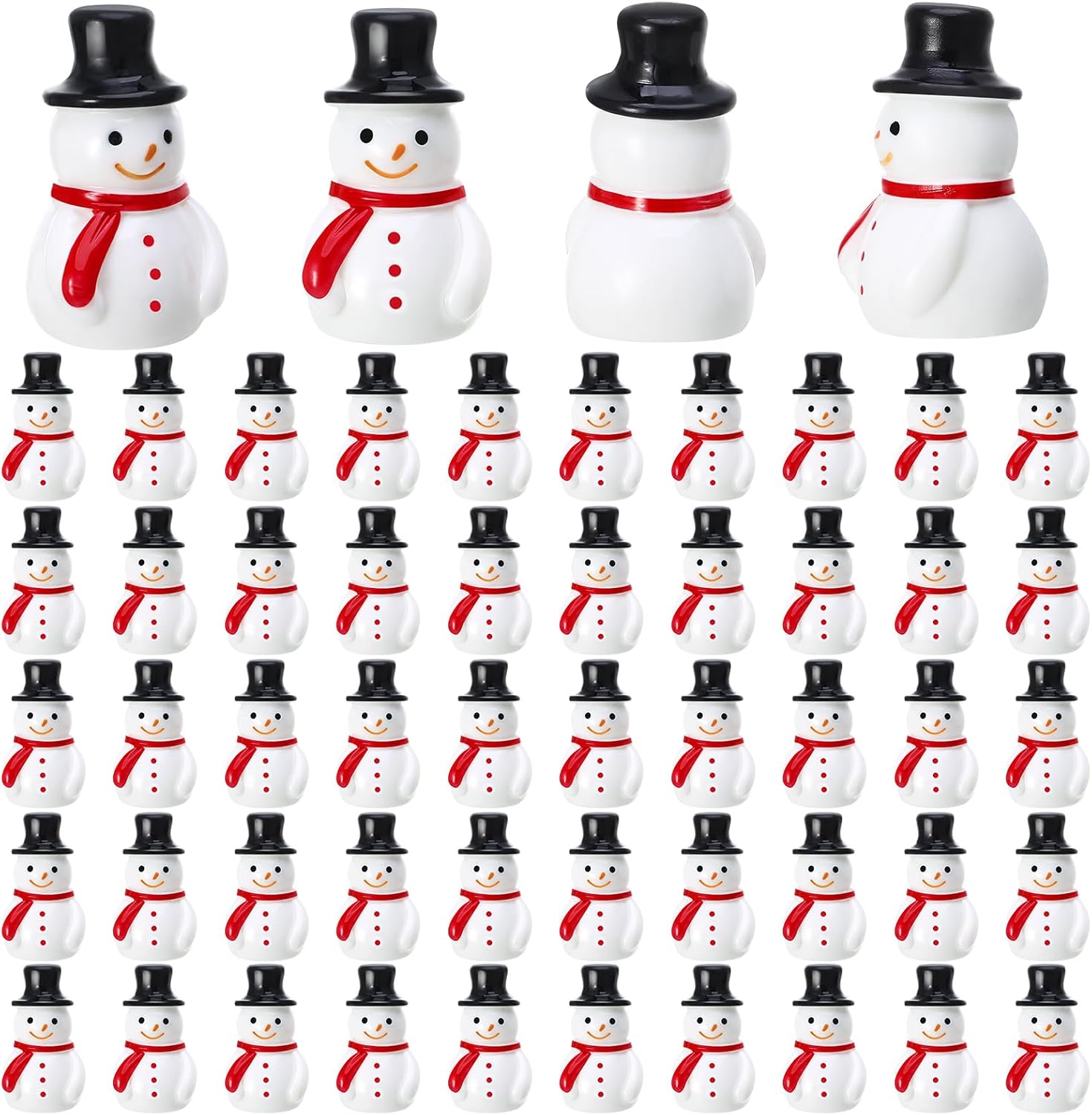 Skiennix Winter Mini Resin Snowman Figurines - 50 Pcs Black Hat Cake Decorations | DIY Crafts