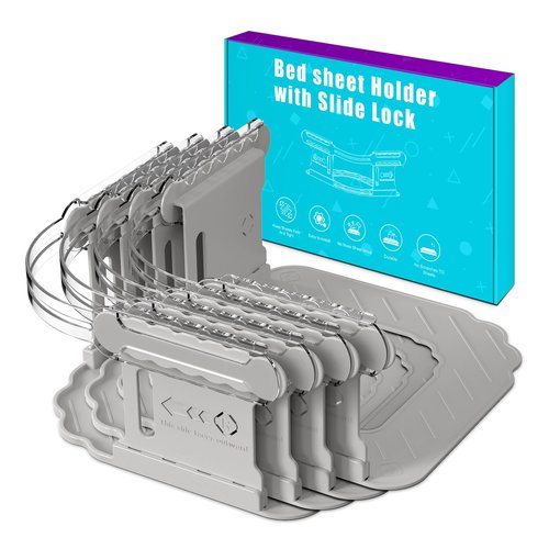 AUKCLAX Bed Sheet Holders for Corners, Bed Sheet Grippers, 4Pcs Fitted Sheet Holder Keep Sheets Firm & Tight, Bed Sheet Straps, Lock Sheet Holders, Bed Sheet Clips Fit Sheet Mattres Easy Install