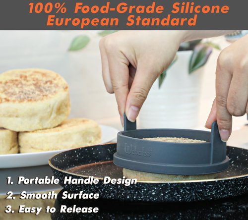 Webake 4 inch Silicone English Muffin Rings, Nonstick Standard Size Crumpet Ring, Egg Rings, BPA-Free, Set of 4
