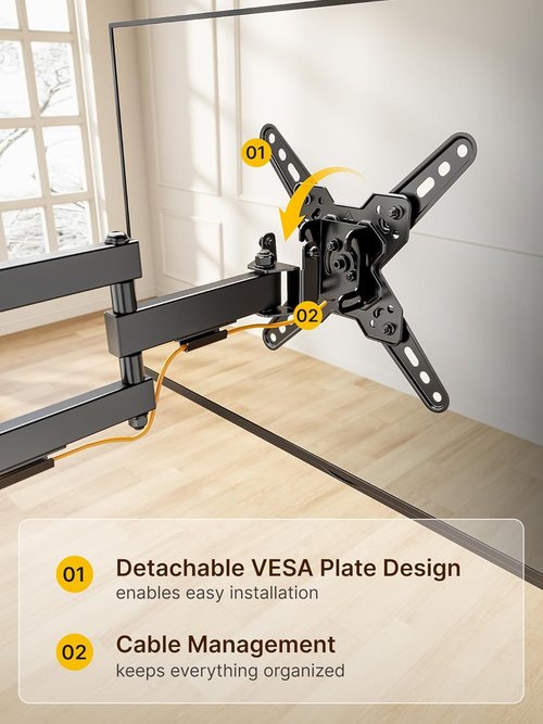 monTEK Full Motion TV Wall Mount Bracket - Swivel & Tilt for 13-43 Inch TVs | Max VESA 200x200mm, 44lbs Capacity