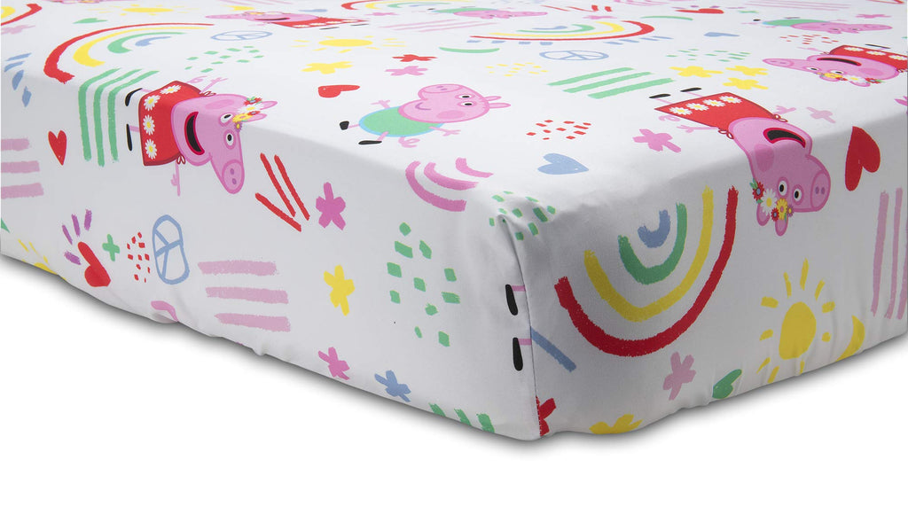 Peppa Pig Be Nice & Kind 4 Piece Toddler Bedding Set - Includes Comforter, Sheet Set - Fitted and Top Sheet + Reversible Pillow Case for Girls Bed, Pink
