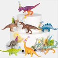 18 Pcs Dinosaur Birthday Party Decorations, Dinosaur Cake Toppers Mini Birthday Hat Animal Figure Model Cake Decoration with Mini Hat for Themed Birthday Party