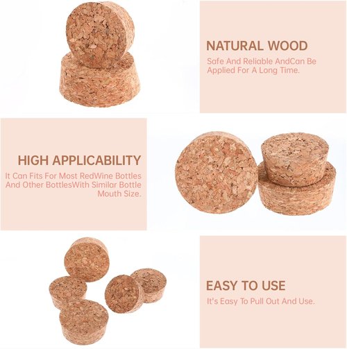10 Pcs Tapered Cork Plugs, 1.5 to 1.9 Inch Diameter Cork Lids 2 Sizes Large Wooden Stoppers for Bar, Restaurant, Wine and Beer Making Craft, Jars, DIY Crafts, Bottles Ornaments