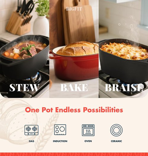 Dutch Oven for Bread Baking, 3.4QT Cast Iron Bread Pan Loaf Pans with Lid, Pre-Seasoned Oval Bread Oven, Bread Pan for Homemade Sourdough Bread Baking & Versatile Cooking, Black
