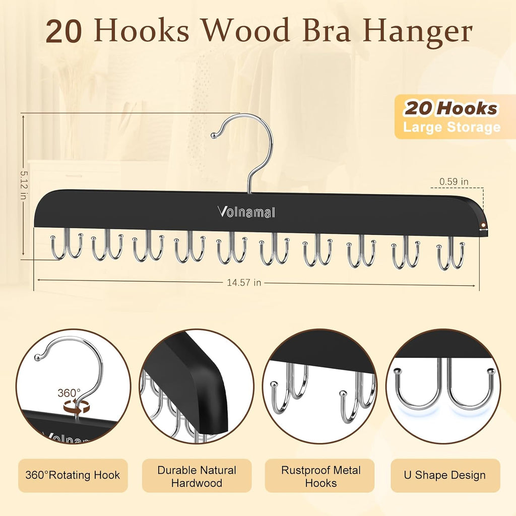Volnamal Legging Organizer & Bra Hanger - 2-in-1 Space-Saving Closet Storage for 30 Leggings & Bras