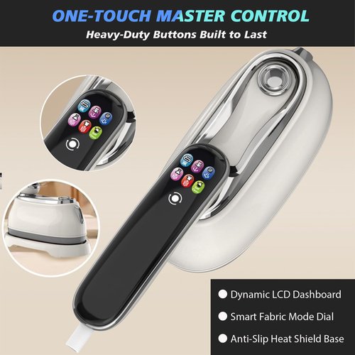 1200W Travel Clothes Steamer, 2-In-1 Handheld Steamer&Iron, 5+1 Intelligent Gear Ironing with Digital Display Screen, Self-Cleaning, 20S Heating, 160ml, Suitable for Home, Travel&Dorm (White)