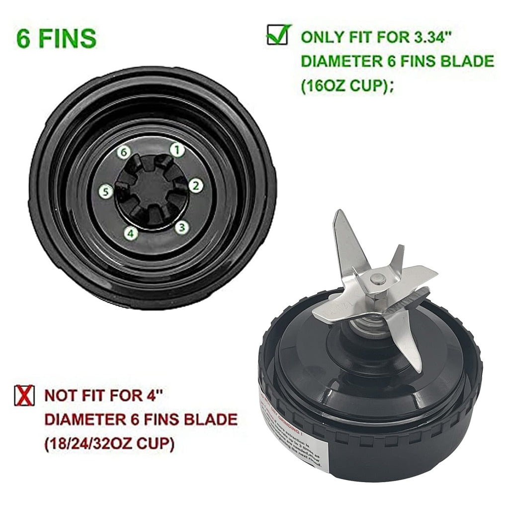 6 Fins Blender Extractor Blade Assembly Fits for Ninja 16oz Cup Replacement Compatible with Nurti Ninja BL660 BL663 BL663CO BL665Q BL770 BL770A BL771 BL771C BL772 BL773CO BL780 BL740