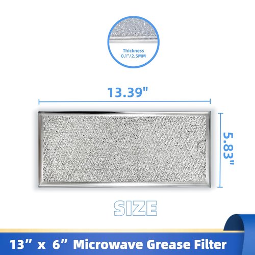 QKWL High-Efficiency Microwave Grease Filter (2-Pack) - Exact Replacement for Whirlpool W10208631A - 13x6 Inches, Easy Install, Universal Fit