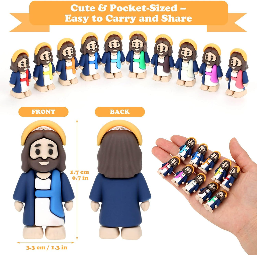 Skiennix Mini Jesus Figurines - 70 Pcs Bulk Set for Easter Hide and Seek Religious Party Favors