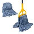 Commercial Mop for Floor Cleaning, 59'' Heavy Duty Industrial Mops with Long Handle, Cotton String Wet Mop for Garage, Office, Warehouse, Home, Workshop (2 Mops Head)