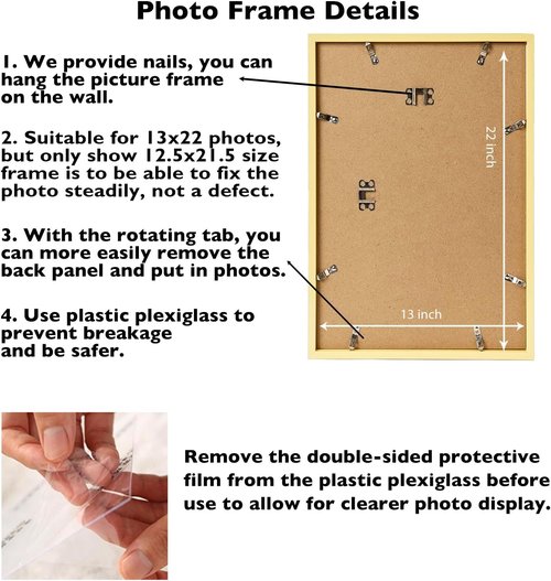 JCJMY 13x22 Gold Picture Frame - Versatile Horizontal & Vertical Wall Hanging for Posters & Photos