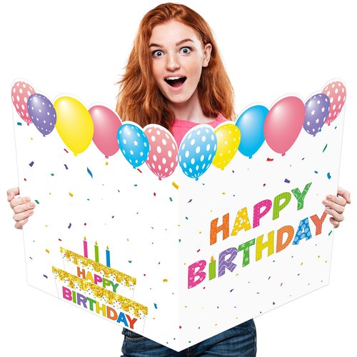 WNINK Jumbo Birthday Card Giant Guest Book, Extra Large Birthday Greeting Card with Envelope for Girls Boys Men Women Birthday Party Supplies 22 x 14 Inch