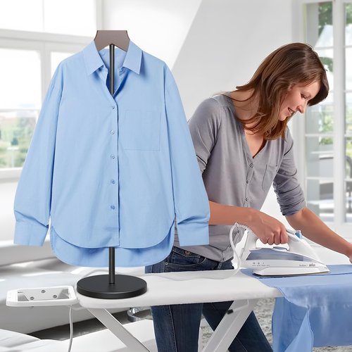 OLV 2 Pack Shirt Display Stand, 18-34 Inch Height Adjustable Mannequin Torso Stand Dress Form for Vendors Shop, T Shirt Display Jacket Coat Hanger Steaming Clothes Holder, Brown