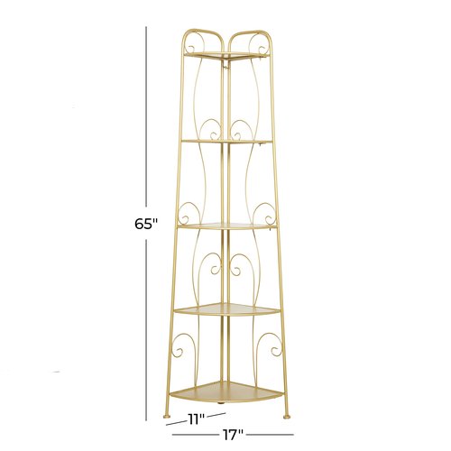 Deco 79 Bakers Rack, 17" L x 11" W x 65" H, Gold