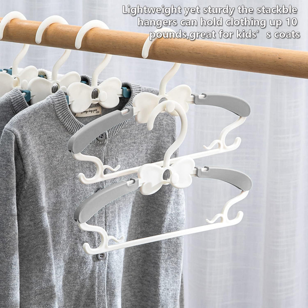 WJWSKI Kids Hangers - 50 Pack Adjustable Toddler Clothes Hangers for Nursery | Space-Saving Grey Design