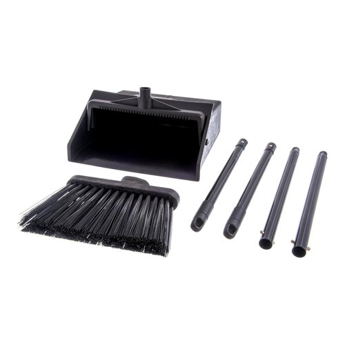 SPARTA Duo-Pan Upright Dust Pan and Broom Set, Essential Cleaning Tools for Home and Commercial Use, 36" Handle, 1 Count, Black