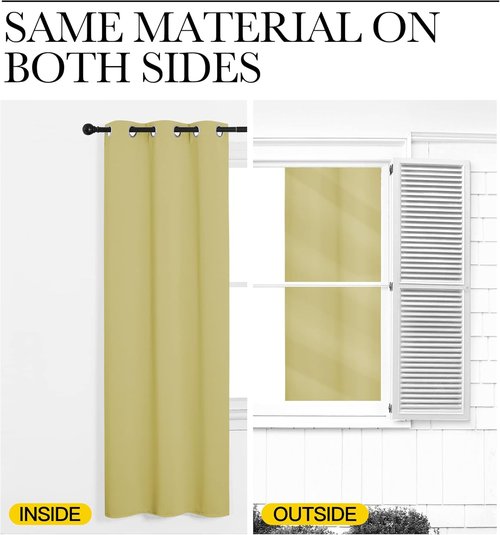 NICETOWN Blackout Curtain Panels - Thermal Insulated Grommet Drapes for Basement | Pale Yellow, 29x45 Inch (1 Pair)