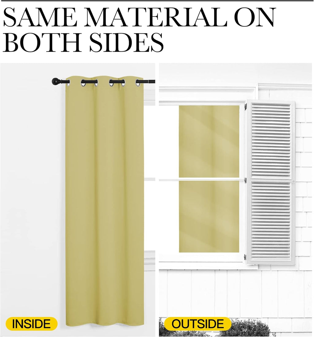 NICETOWN Room Darkening Curtains - Thermal Insulated Grommet Drapes for Kitchen | Set of 2, 42" x 48", Paler Yellow