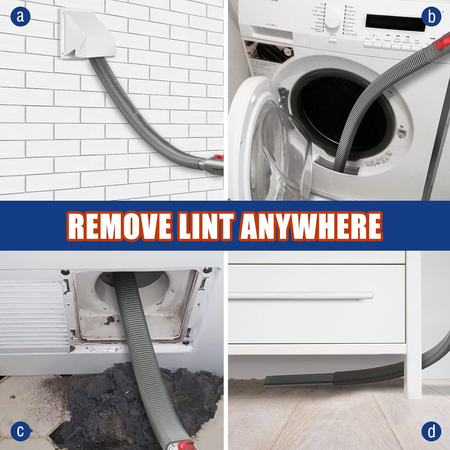 Sealegend Dryer Vent Cleaner Kit - 2-Piece Vacuum Hose Attachment for Dyson V7, V8, V10, V11, V15 | Flexible Lint Remover
