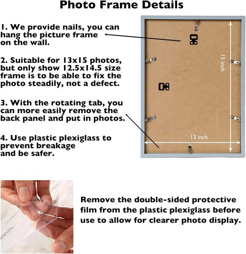 JCJMY 13x15 Rustic Brown Picture Frame - Versatile Wall Hanging for Horizontal or Vertical Display