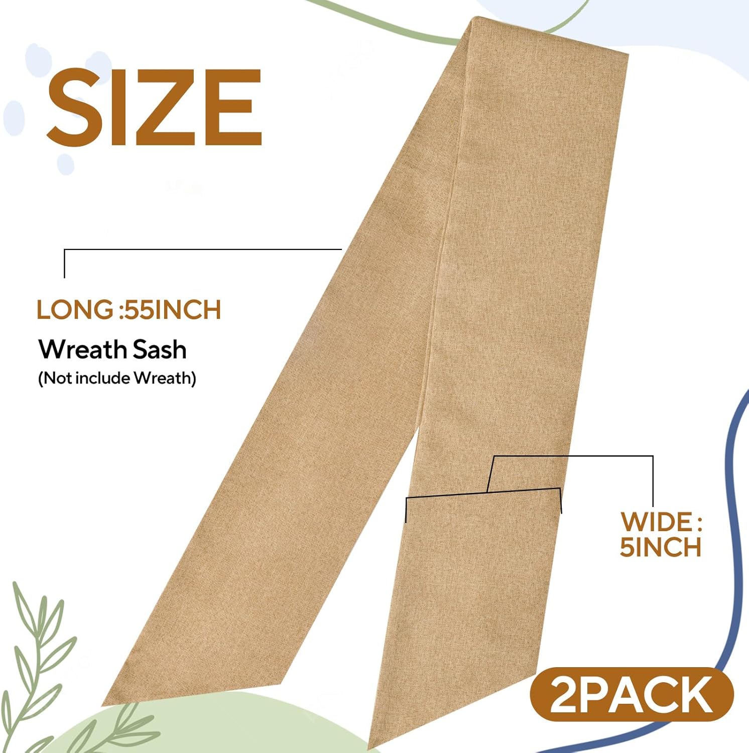 Regine Switzerland Burlap Wreath Sash - Elegant Ribbon Bow for Front Door Decor | 2 Pcs