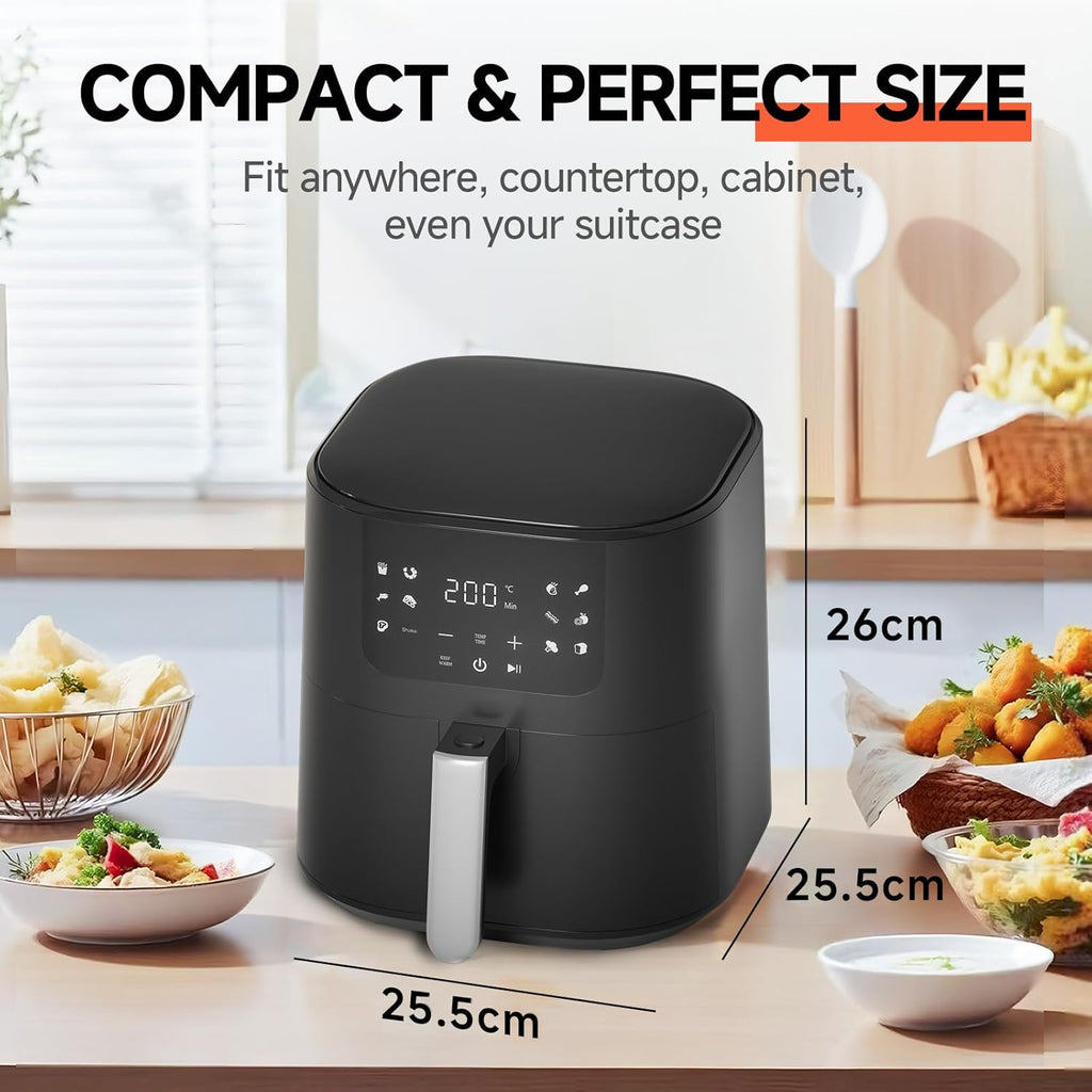 QIDO Air Fryer - 5 QT Compact Airfryer with Touchscreen Controls & Nonstick Basket - Black