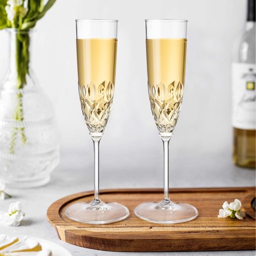 48 Pack Plastic Champagne Flutes, Shatterproof Reusable Fancy Crystal Clear Champagne Glasses, 5 oz Acrylic Unbreakable Elegant Party Drinking Cocktail Wine Glasses Wedding Birthday Bar Goblets