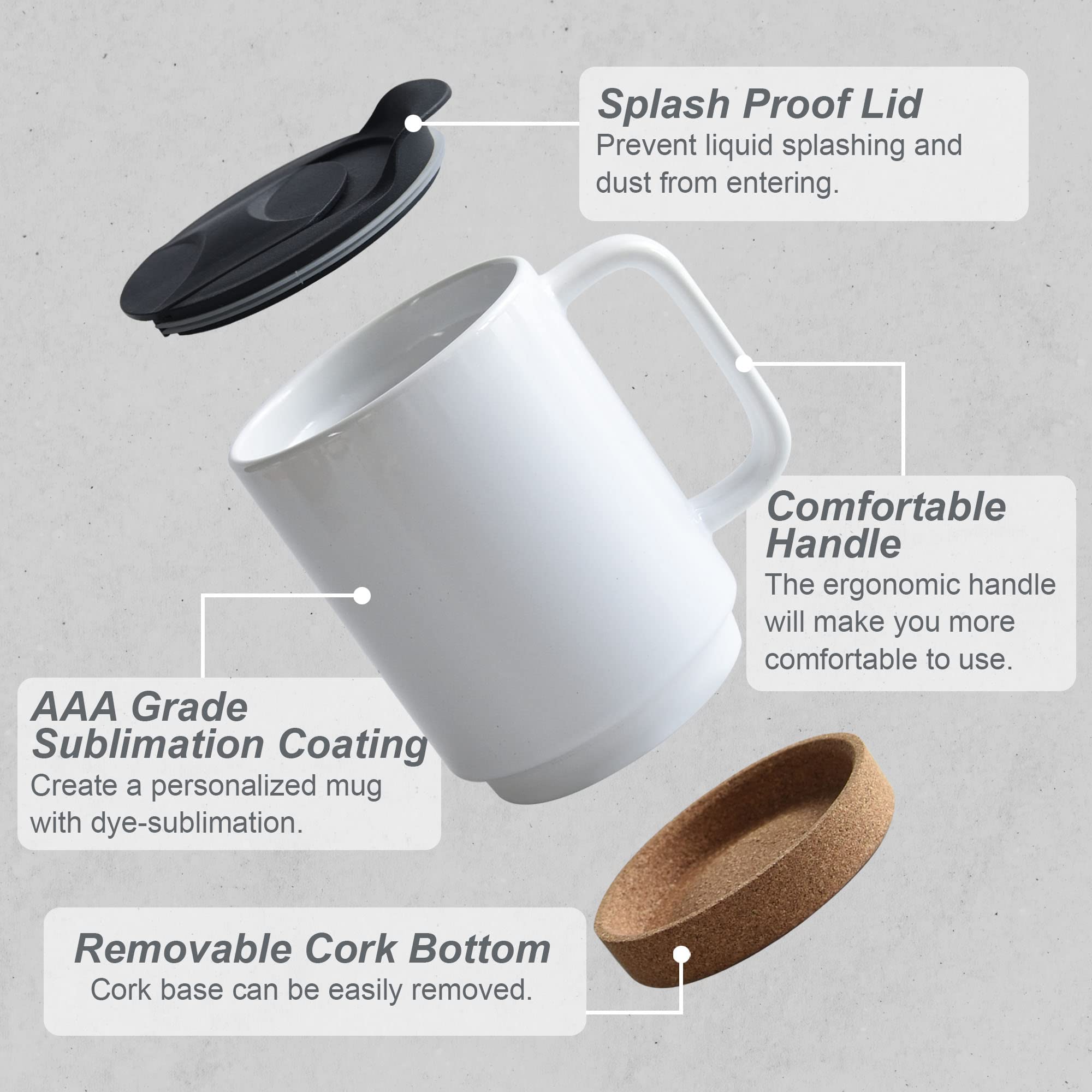 ARTONUSA 14oz Sublimation Coffee Mugs,Case of 6 Pieces