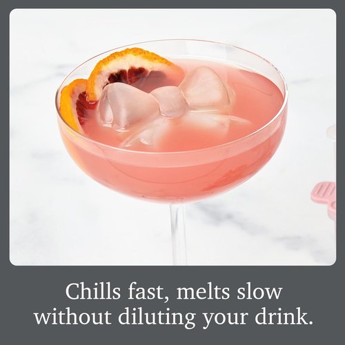Tovolo Bow Ice Mold Pack of 2 Pink Holiday Bow Shaped Ice Cube Molds for Cocktails, Festive Ice Mold Christmas Stocking Stuffer for Adults, Slow Melting Dishwasher Safe BPA Free Holiday Ice Molds