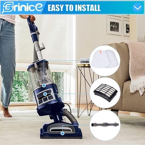Erinice Filter Brush Roller Kit for Shark Navigator Lift Away Vacuum NV350 NV351 NV352 NV355 NV356 NV356E NV357 NV358 NV360 UV440 Replacement Parts, 1 HEPA Filter + 2 Foam & Felt Filter + Brush Roller