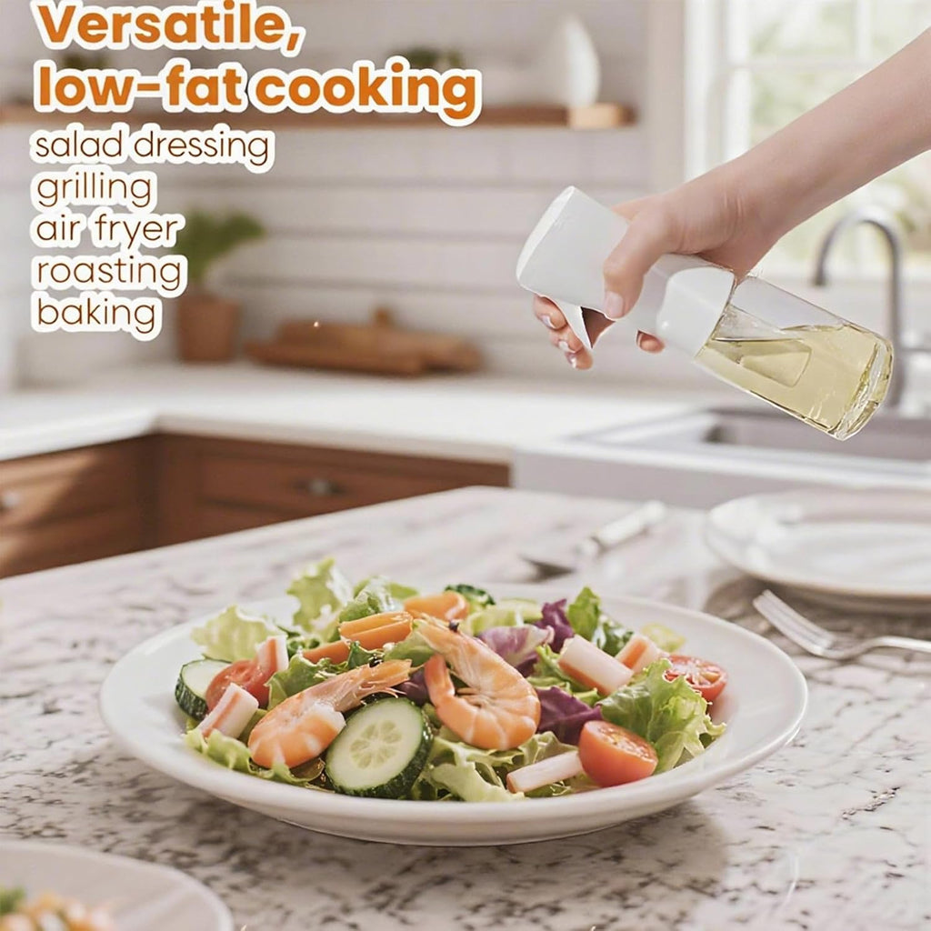 Olive Oil Sprayer - 220ml Glass Dispenser for Cooking | Food-Grade Premium Spray Bottle with Portion Control