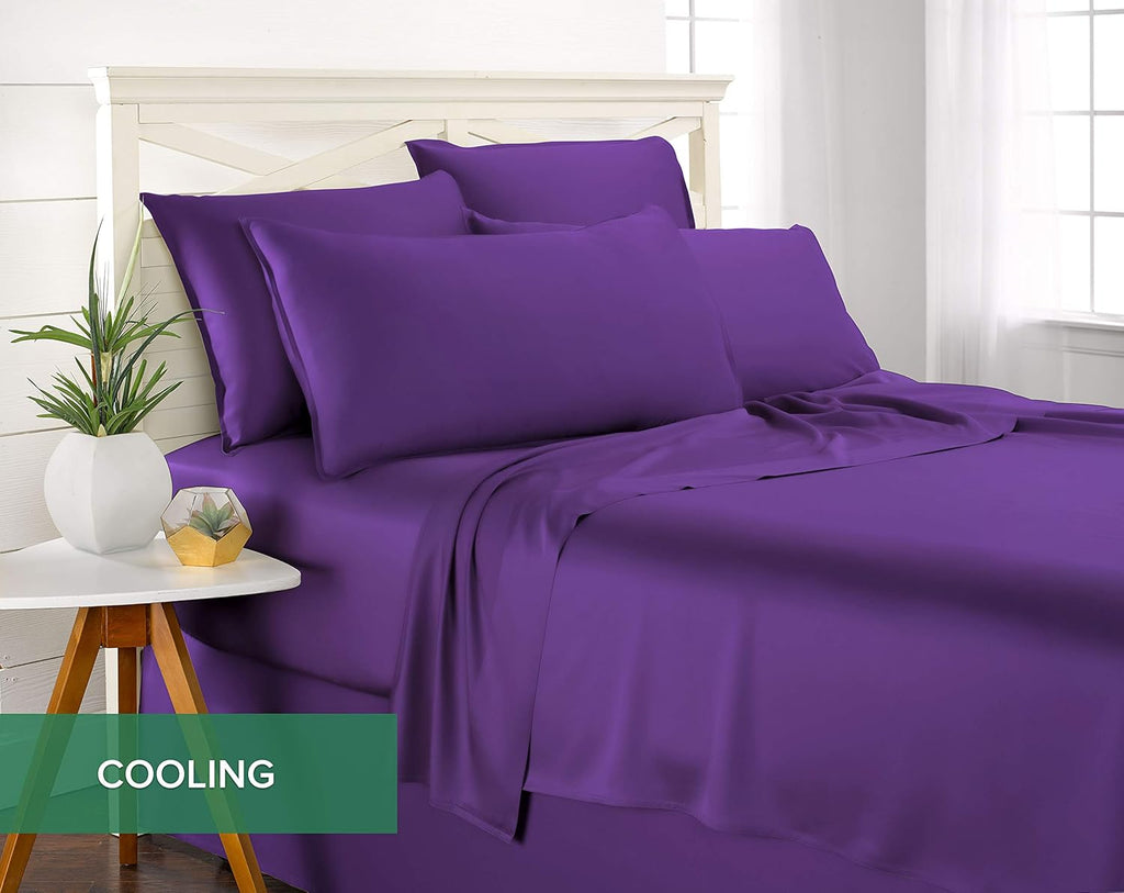 Pure Bamboo King Sheets - Luxuriously Soft & Cooling 100% Organic Viscose Bed Sheet Set | King Size, Purple