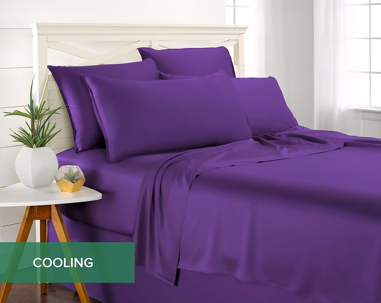 Pure Bamboo King Sheets - Luxuriously Soft & Cooling 100% Organic Viscose Bed Sheet Set | King Size, Purple