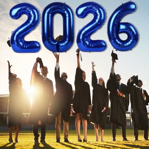 2026 Navy Blue Number Balloon - 40 Inch Celebration Balloon for New Year's Eve & Graduation Parties