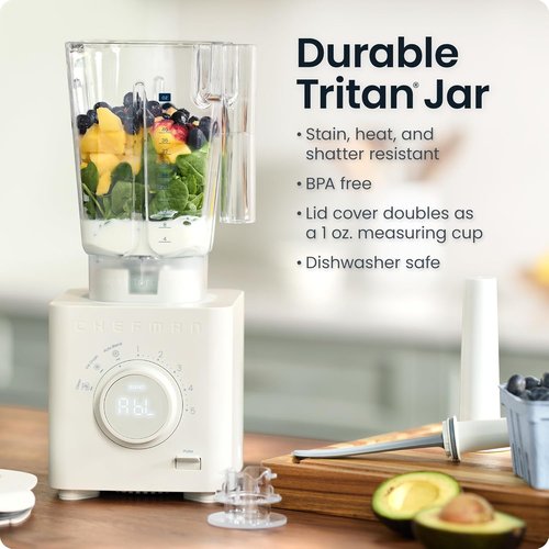 Chefman Obliterator 48 oz Countertop Blender - 1380W Motor for Smoothies & Ice Crushing | Includes 20 oz Travel Jar