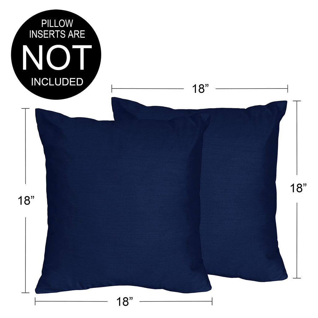 Sweet Jojo Designs Navy Blue Boy Girl Unisex/Gender Neutral Decorative Throw Pillow Covers for Couch Bed Square Home Decor Accent Case Set of 2 18x18 Pillows NOT Included Blue Orange Stripe Collection