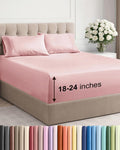 Skiennix Extra Deep Twin Sheet Set - 4 Piece Breathable Cooling Bedding - Soft Wrinkle-Free Baby Pink