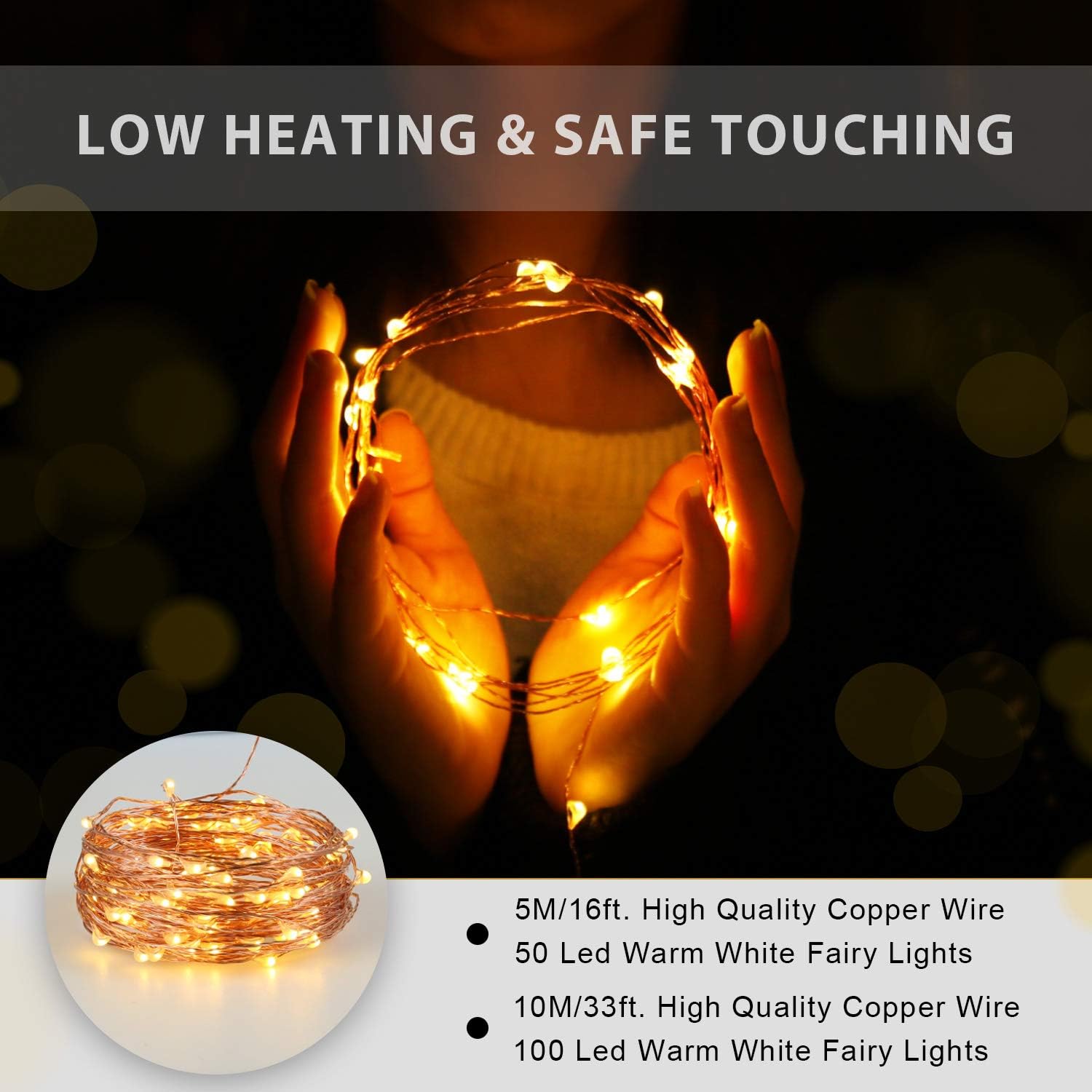 Ariceleo LED String Light Bundle - 16.4ft Battery & USB Powered for Versatile Outdoor Decor
