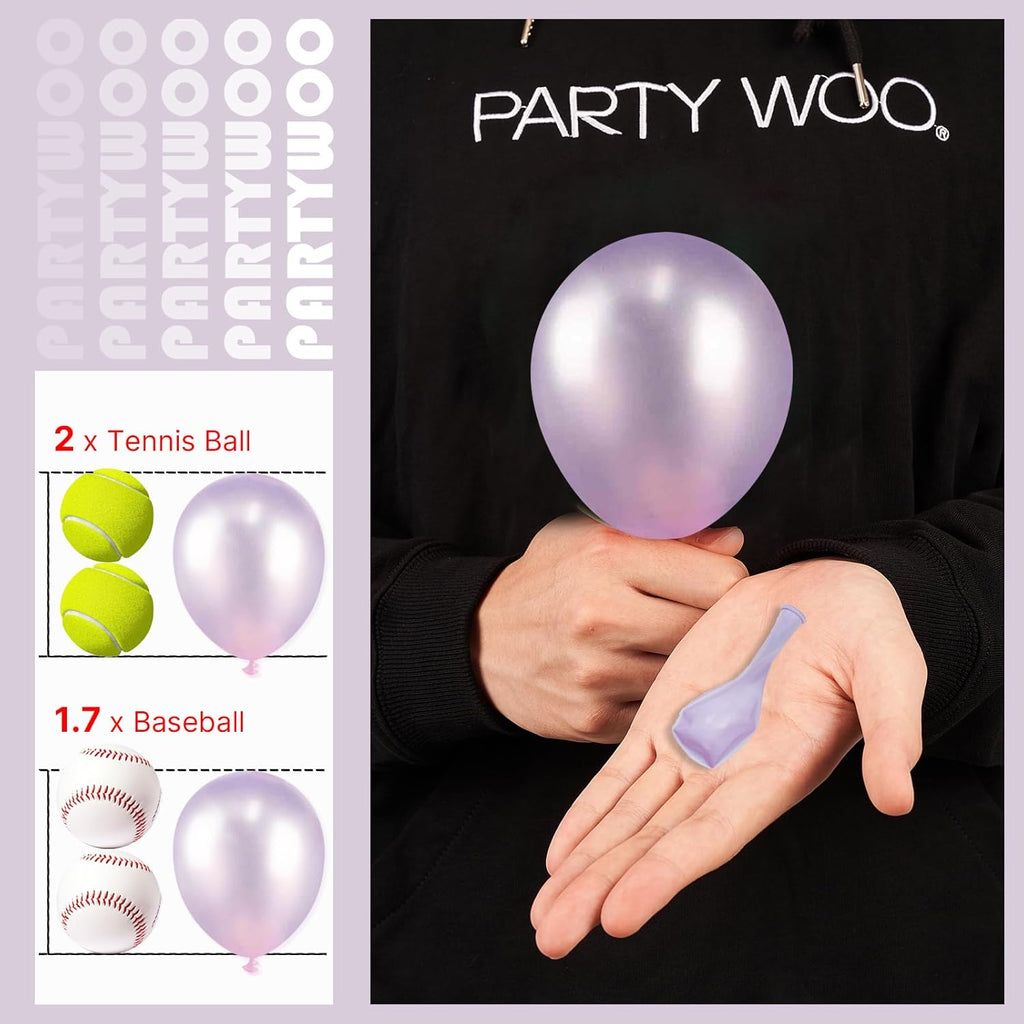 PartyWoo Pearl Lavender Balloons - 100pcs 5-Inch Light Pastel Purple Latex Helium Balloons for Bachelorette & Birthday Parties