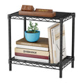 SINGAYE Bookshelf Shelves Bookcase Shelf: 2 Tier Small Shelving Unit Home Storage Organizer Wire Metal Adjustable Free Standing Display Shelf for Bedroom Living Room Office Pantry Black