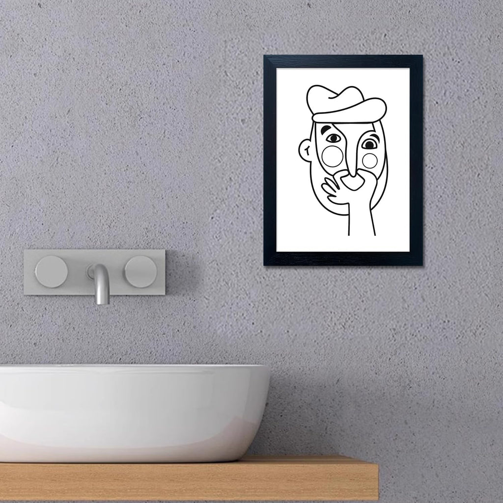 Skiennix Funny Bathroom Wall Art - Modern Minimalist Canvas Print | Hilarious Black & White Decor