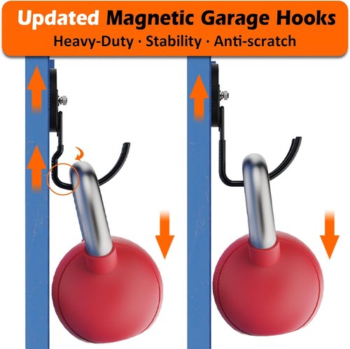 MUTUACTOR Magnetic Hooks - 40lbs Heavy Duty Double Metal J-Hook | Anti-Scratch Organizing Tool Set (2 Packs)