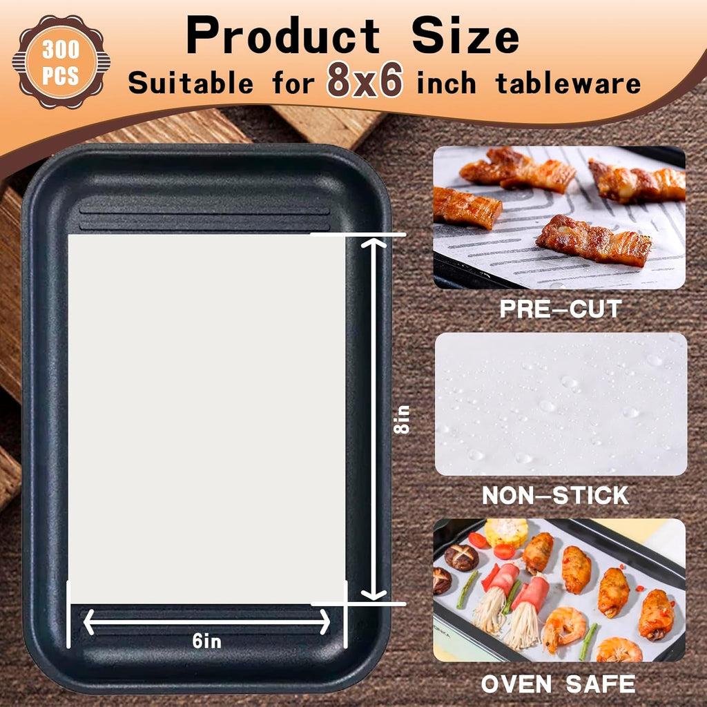 Parchment Paper Sheets 300 Pcs - Non-Stick Baking Paper for Air Fryer & Oven | 6x8 Inch, Non-Toxic