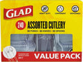 Glad Clear Disposable Cutlery Set - Heavy Duty Plastic Forks, Knives & Spoons | 240 Count, Dishwasher Safe
