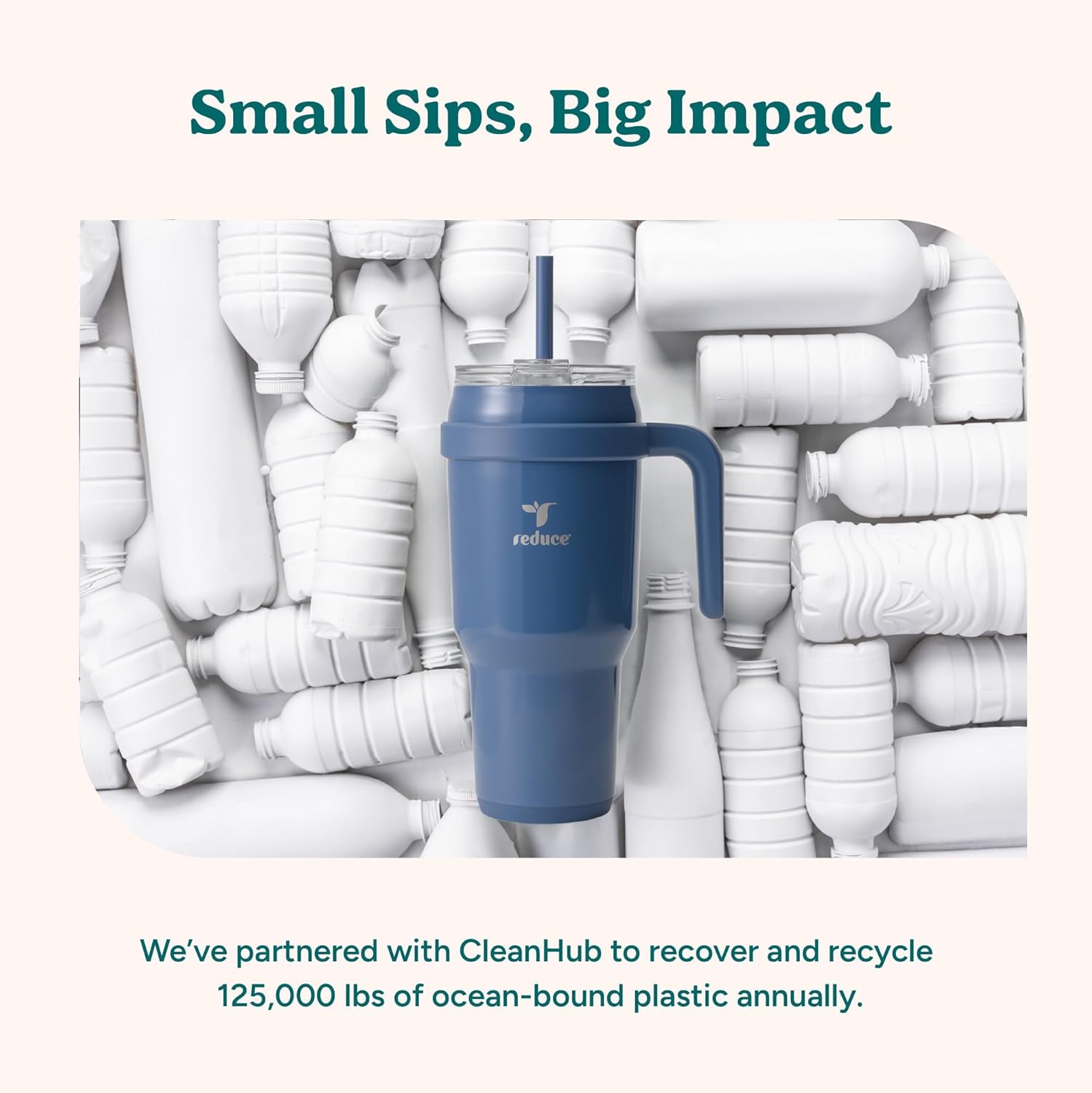 REDUCE 40 oz Stainless Steel Tumbler - Insulated Travel Mug with Handle & Reusable Straw | Keeps Drinks Cold 24 Hrs, Dishwasher Safe - Lilac Bud