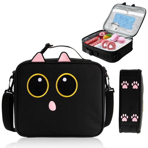 Easozoom Insulated Lunch Bag lonchera for Teen Girl Boy Kid Bento Box Reusable Large Capacity Portable Waterproof Leakproof with Name Tag to School Office Picnic Travel (1PCS Lunch Bag) (Black)