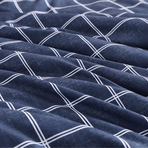 AMBERSPACE Plaid Twin XL Comforter Set Dark Blue, Reversible Checkered Bedding Set 5 Pieces for Boys Girls Teen, Lightweight Bed in a Bag for Dorm with Sheets, Pillowcase & Sham