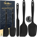 Walfos Silicone Spatula Set of 5 | High Heat Resistant Kitchen Scrapers - BPA Free, Dishwasher Safe, Black